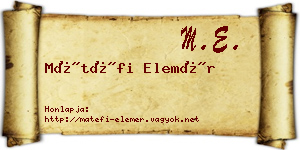 Mátéfi Elemér névjegykártya